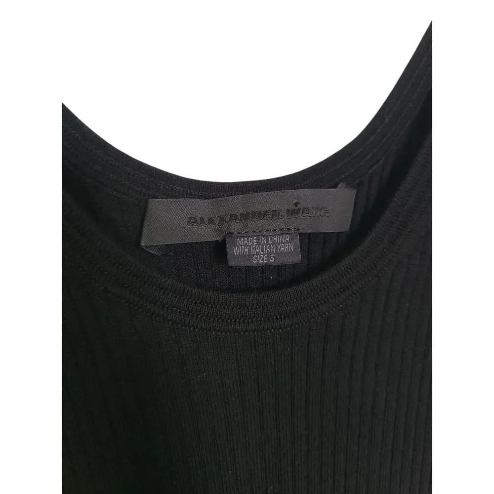 Alexander Wang Scoop Neck Ribbed Midi Dress Size Small Black - Picture 3 of 7